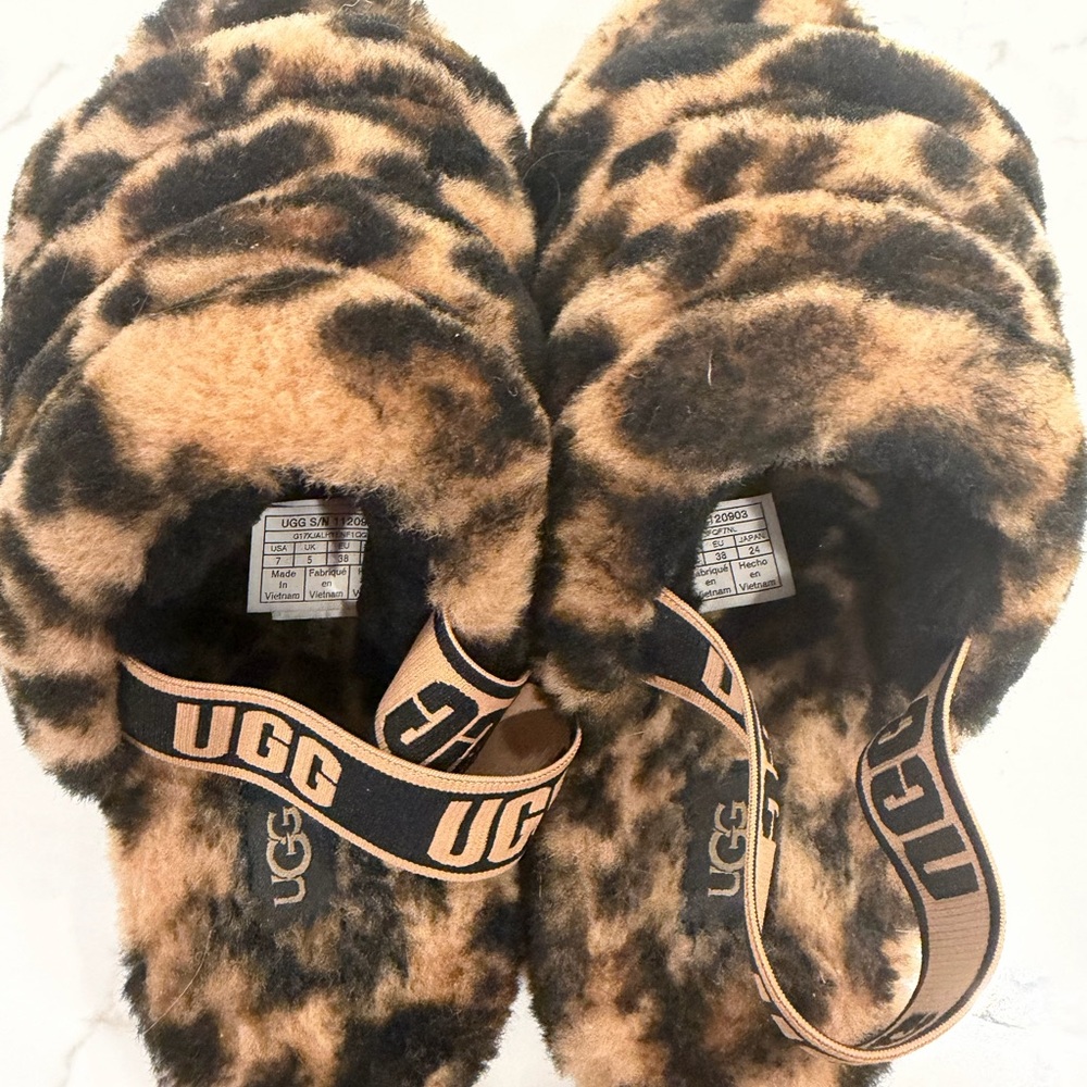 UGG Black Fluffy Slippers